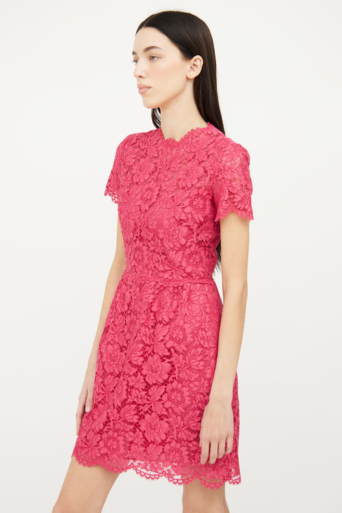 Valentino Pink Lace Floral Dress