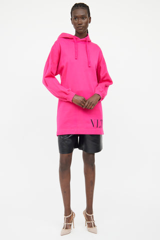 Valentino Pink Long Hooded Sweatshirt