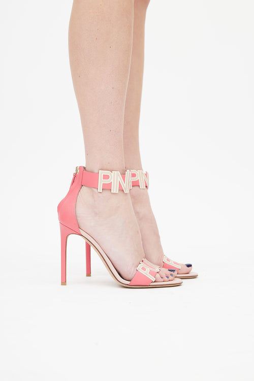 Valentino Pink Leather Pink Is Punk Sandal