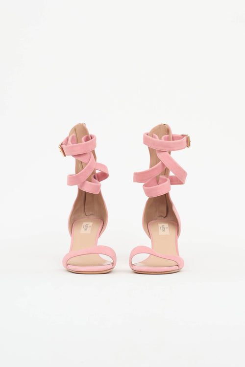 Valentino Suede Ankle Cage Sandals