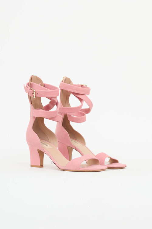 Valentino Suede Ankle Cage Sandals