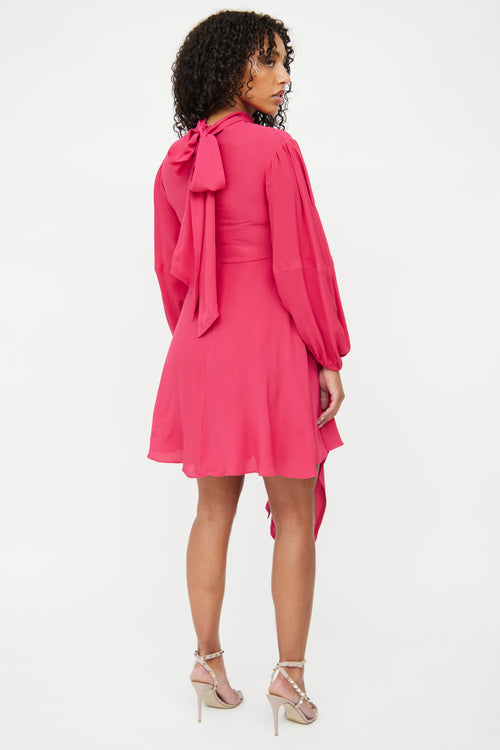 Valentino Pink Necktie Midi Dress