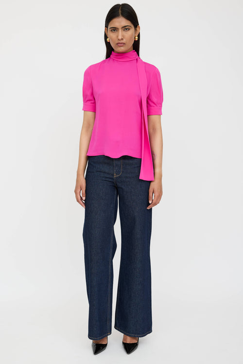 Valentino Tie Short Sleeve Blouse