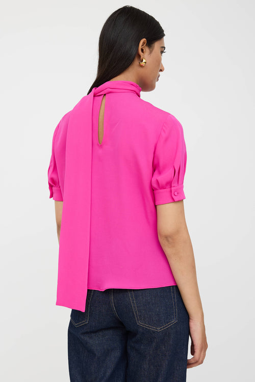 Valentino Tie Short Sleeve Blouse