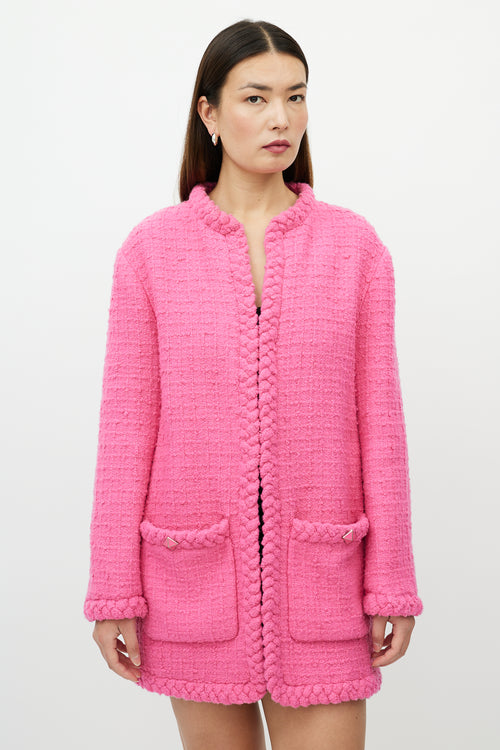Valentino Pink Wool Two Pocket Tweed Jacket