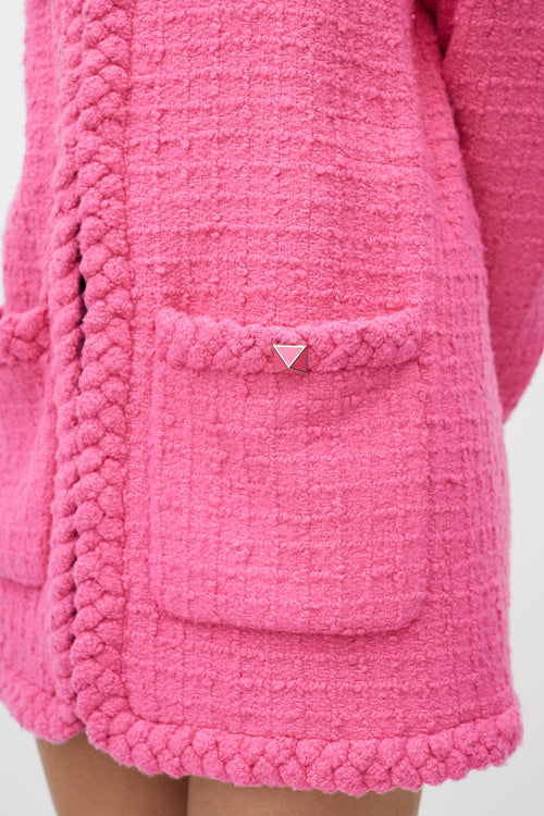 Valentino Pink Wool Two Pocket Tweed Jacket