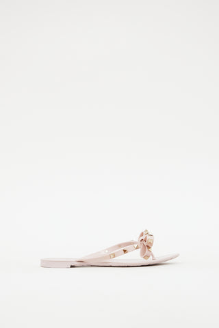 Valentino Pink Rubber Rockstud Sandal