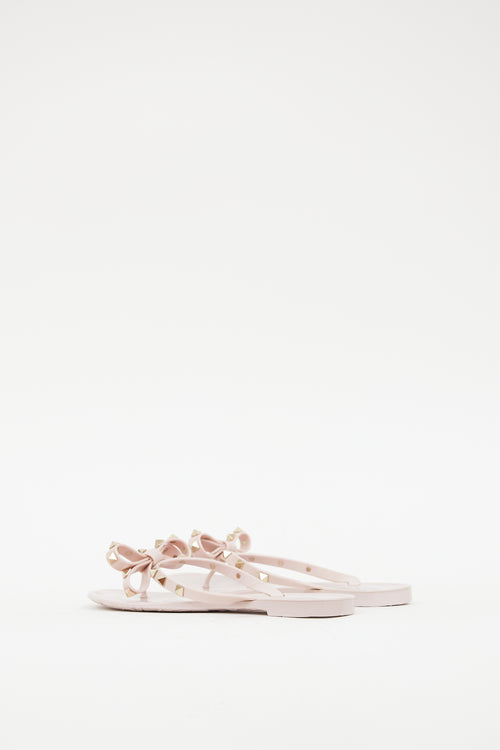 Valentino Pink Rubber Rockstud Sandal