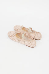 Valentino Pink Lace & Rockstud Mary Jane Flat