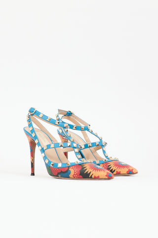 Valentino Printed Rockstud Cage Pump