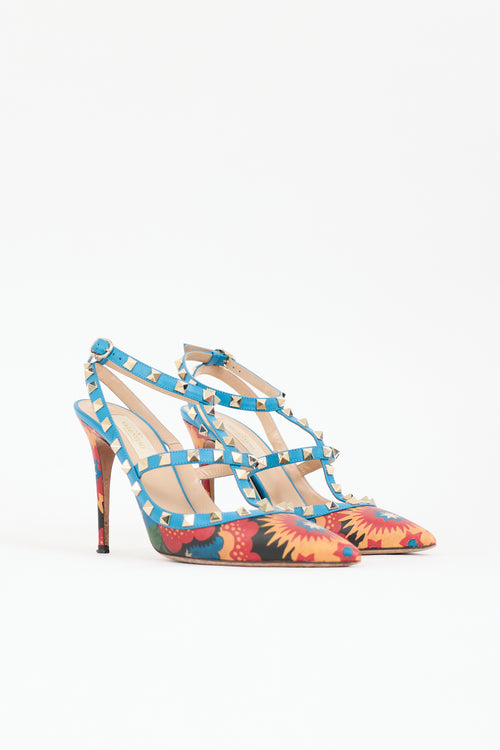 Valentino Printed Rockstud Cage Pump