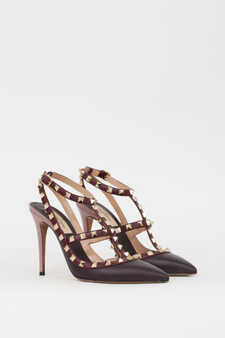 Valentino Purple & Burgundy Caged Rockstud Heel