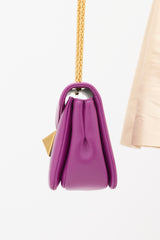 Valentino Purple Leather One Stud Flap Shoulder Bag