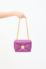 Valentino Purple Leather One Stud Flap Shoulder Bag