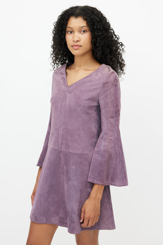 Valentino Purple Suede V-Neck Dress