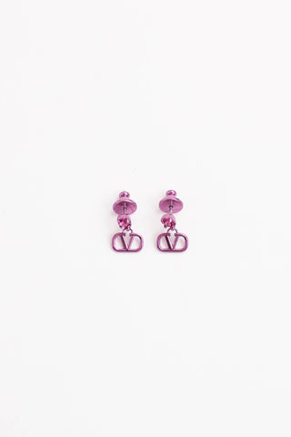Valentino Chrome Logo Drop Earrings