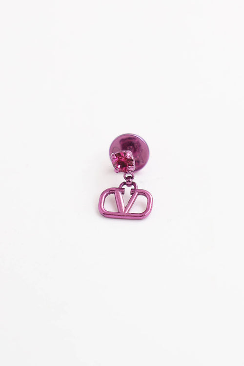 Valentino Chrome Logo Drop Earrings