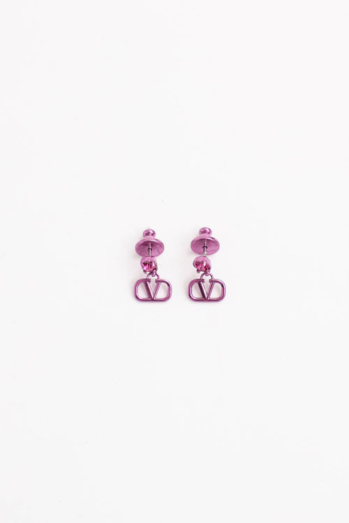 Valentino Chrome Logo Drop Earrings