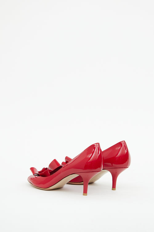 Valentino Red Patent Bow Peep Toe Heel