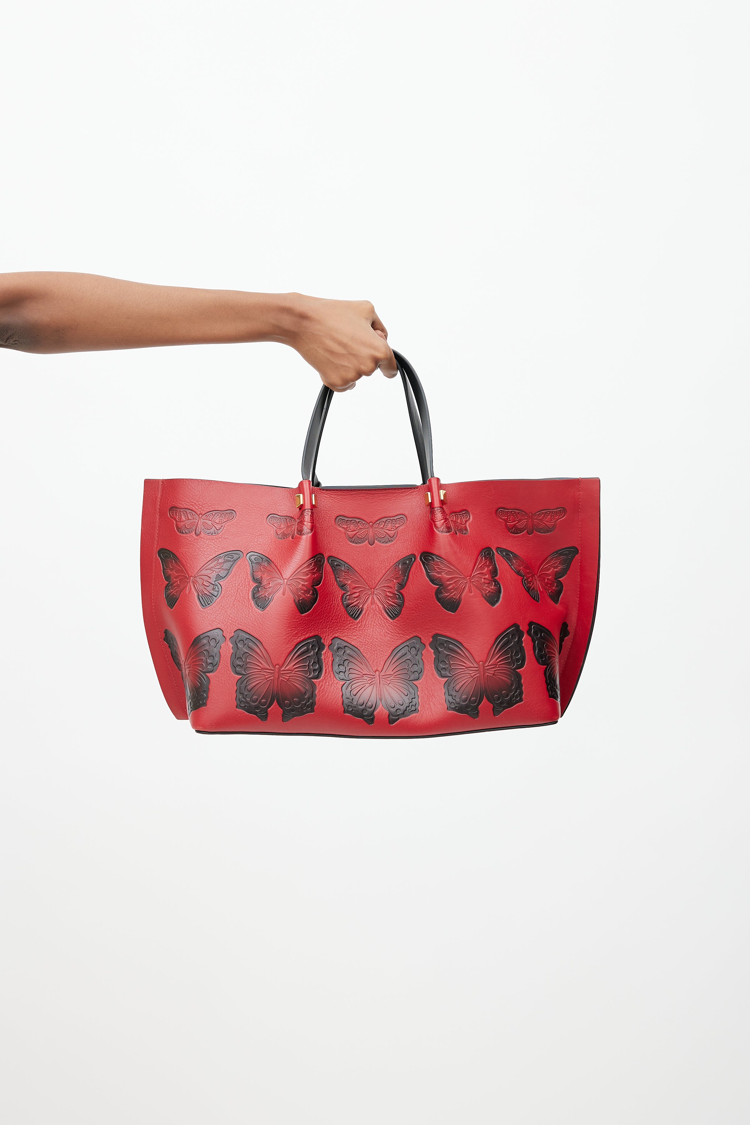 Valentino Garavani V Logo Transparent Tote Bag Red Leather NWT