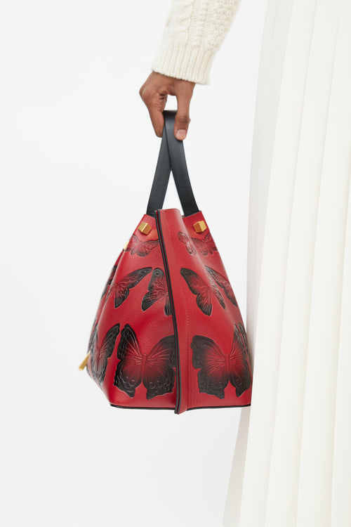Valentino Red & Black Leather VLogo Escape Bag