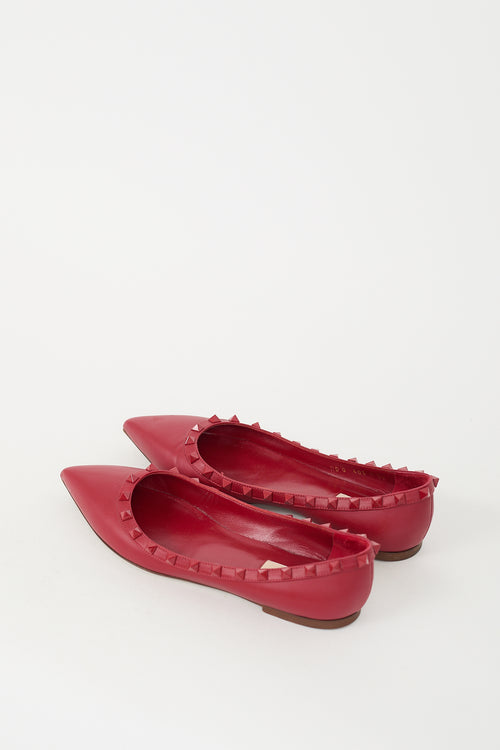 Valentino Red Leather Rockstud Ballet Flat