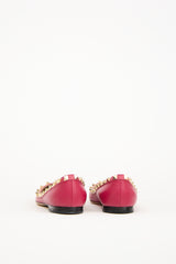 Valentino Pink Leather Rockstud Ballerina Flat
