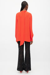 Valentino Red Mock Neck Tie Top