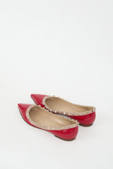 Valentino Red Patent & Gold Rockstud Ballet Flat