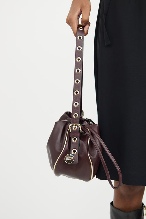 Valentino Purple Leather Drawstring Shoulder Bag