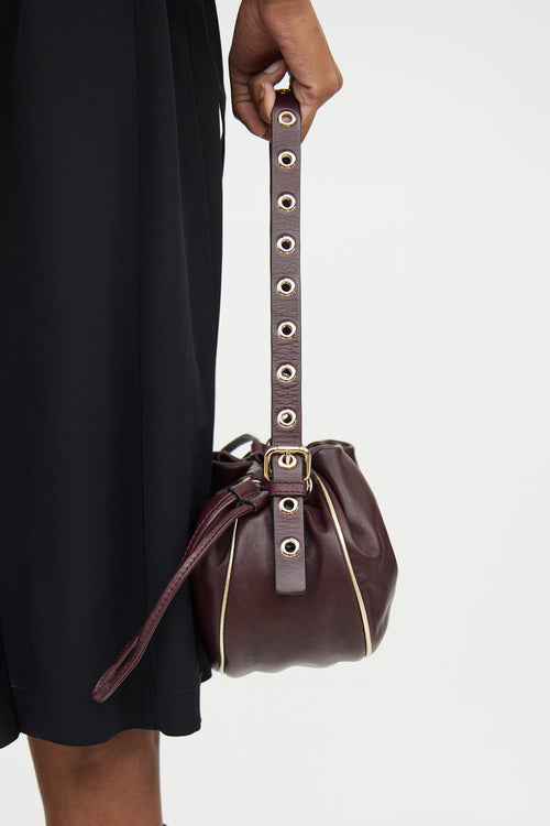 Valentino Purple Leather Drawstring Shoulder Bag