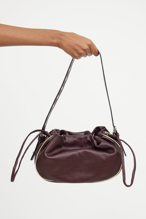 Valentino Purple Leather Drawstring Shoulder Bag