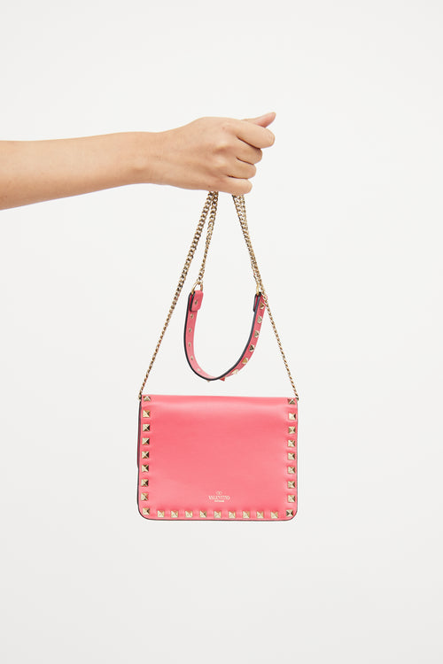 Pink Rockstud Chain Flap Bag