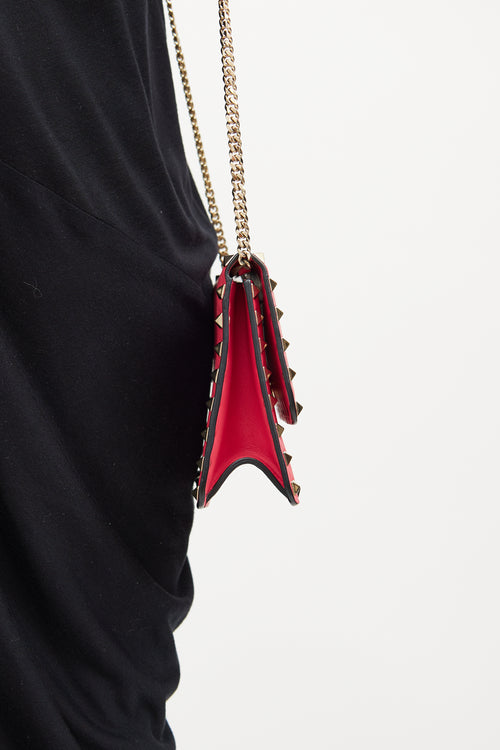 Pink Rockstud Chain Flap Bag