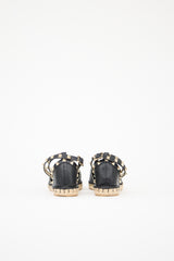 Valentino Leather Rockstud Wrapped Espadrille