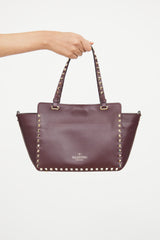 Valentino Burgundy Rockstud Tote Bag