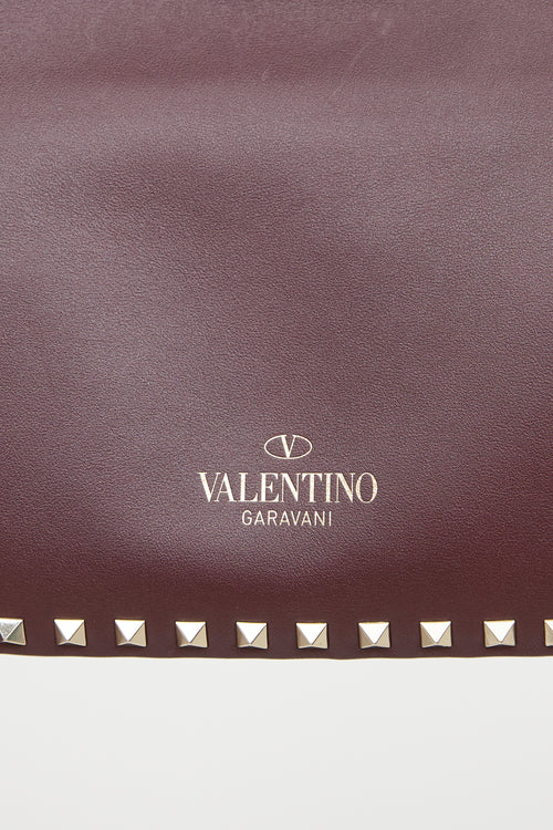 Valentino Burgundy Rockstud Tote Bag