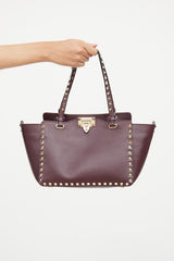 Valentino Burgundy Rockstud Tote Bag