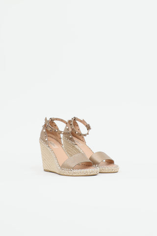 Valentino Rockstud Espadrille Wedge Sandal