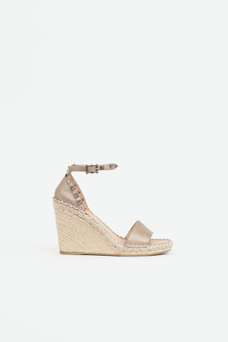 Valentino Rockstud Espadrille Wedge Sandal