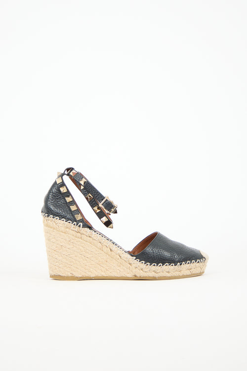 Valentino Rockstud Espadrille Wedge Sandal