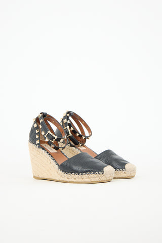 Valentino Rockstud Espadrille Wedge Sandal