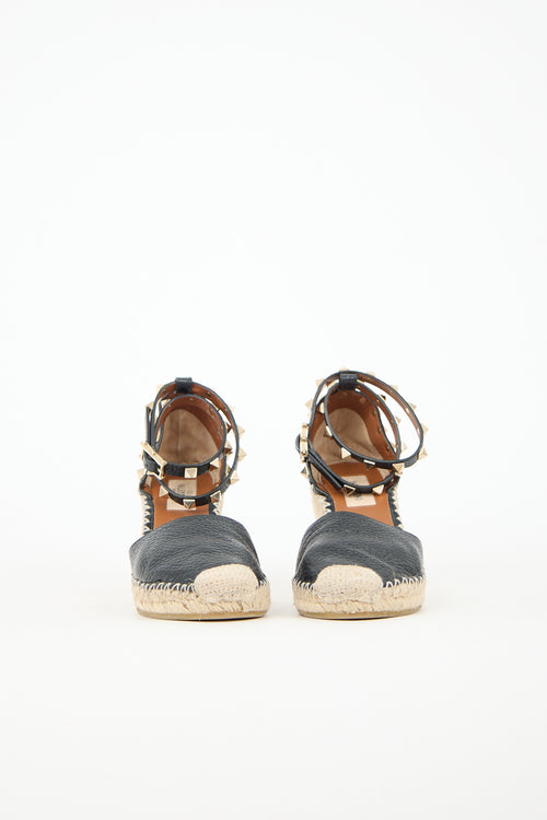 Valentino Rockstud Espadrille Wedge Sandal