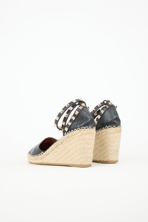 Valentino Rockstud Espadrille Wedge Sandal