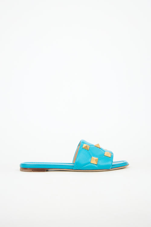 Valentino Leather Roman Stud Slide