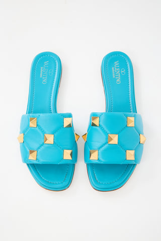 Valentino Leather Roman Stud Slide