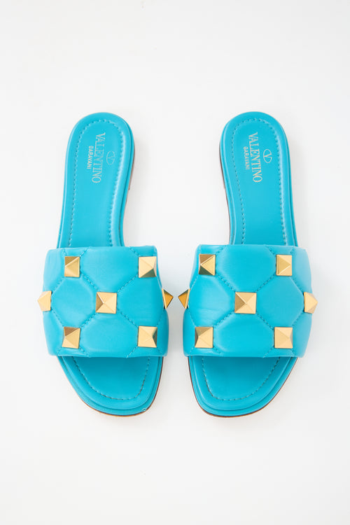 Valentino Leather Roman Stud Slide