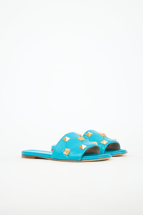 Valentino Leather Roman Stud Slide