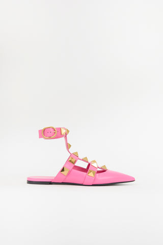 Valentino Leather Roman Stud Flat