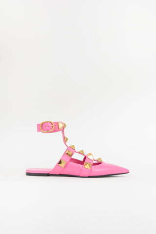 Valentino Leather Roman Stud Flat